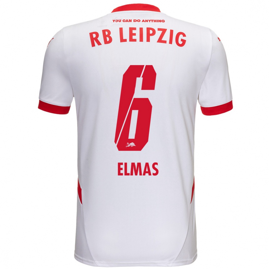 Kids Football Eljif Elmas #6 White Red Home Jersey 2024/25 T-Shirt Uk