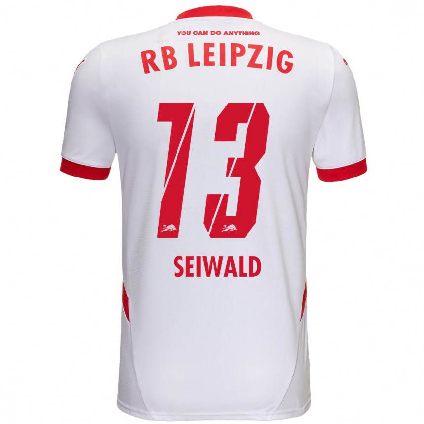 Kids Football Nicolas Seiwald #13 White Red Home Jersey 2024/25 T-Shirt Uk