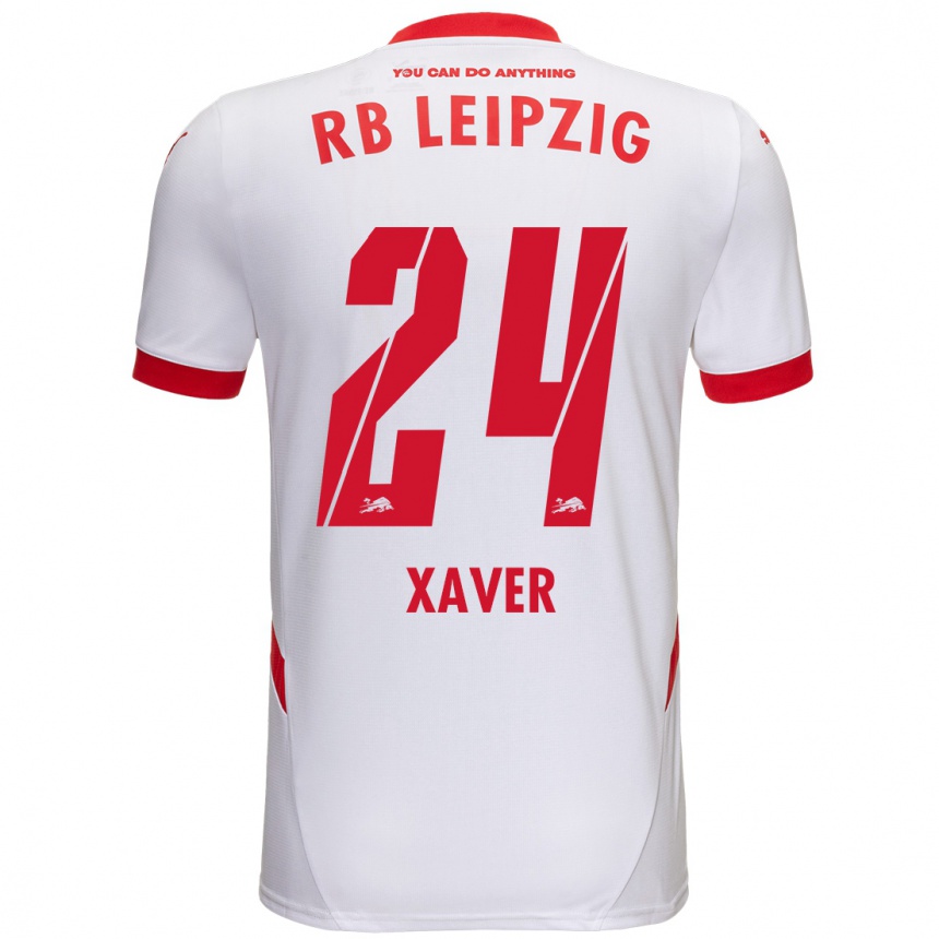 Kids Football Xaver Schlager #24 White Red Home Jersey 2024/25 T-Shirt Uk