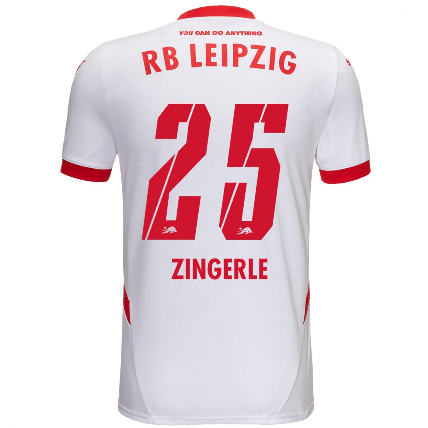 Kids Football Leopold Zingerle #25 White Red Home Jersey 2024/25 T-Shirt Uk