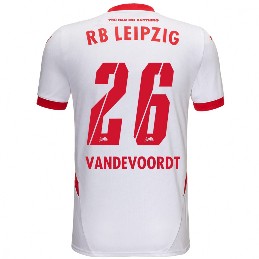 Kids Football Maarten Vandevoordt #26 White Red Home Jersey 2024/25 T-Shirt Uk