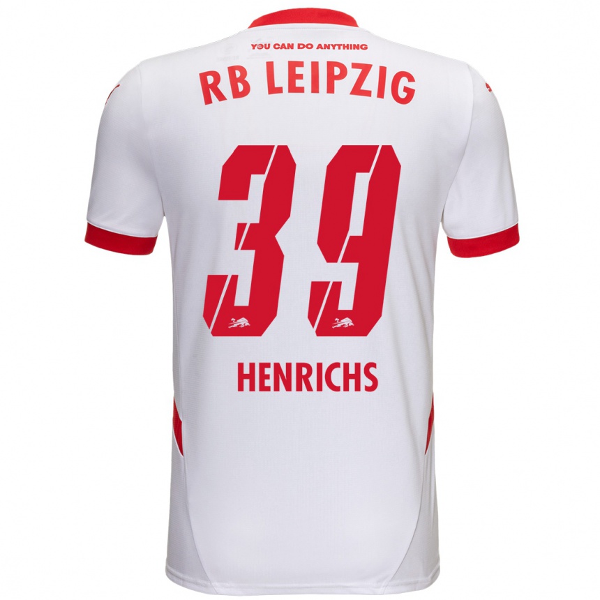 Kids Football Benjamin Henrichs #39 White Red Home Jersey 2024/25 T-Shirt Uk