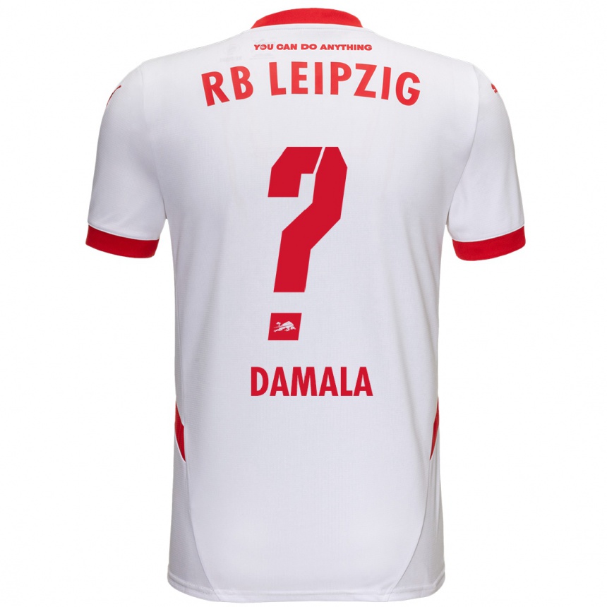 Kids Football Bilal Damala #0 White Red Home Jersey 2024/25 T-Shirt Uk