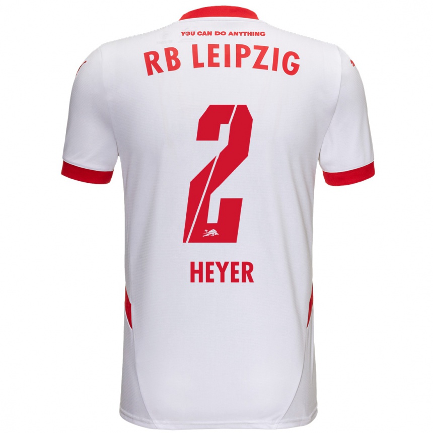 Kids Football Friedrich Heyer #2 White Red Home Jersey 2024/25 T-Shirt Uk