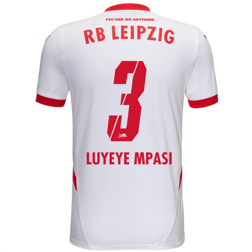 Kids Football Seal Luyeye Mpasi #3 White Red Home Jersey 2024/25 T-Shirt Uk