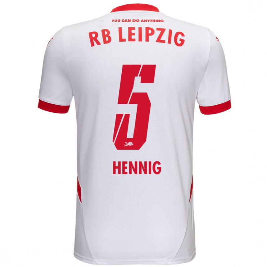 Kids Football Lenny Hennig #5 White Red Home Jersey 2024/25 T-Shirt Uk