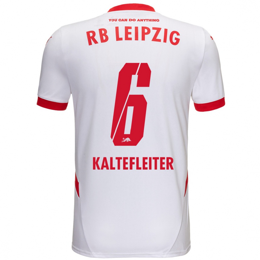 Kids Football Benno Kaltefleiter #6 White Red Home Jersey 2024/25 T-Shirt Uk