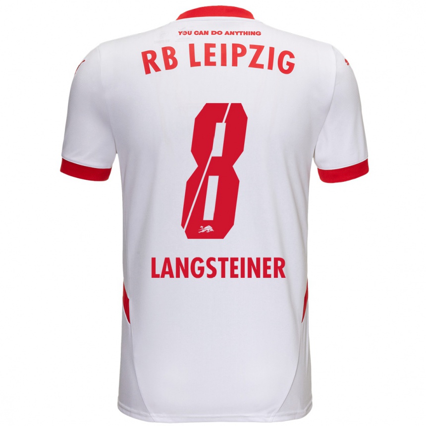 Kids Football Toni Langsteiner #8 White Red Home Jersey 2024/25 T-Shirt Uk