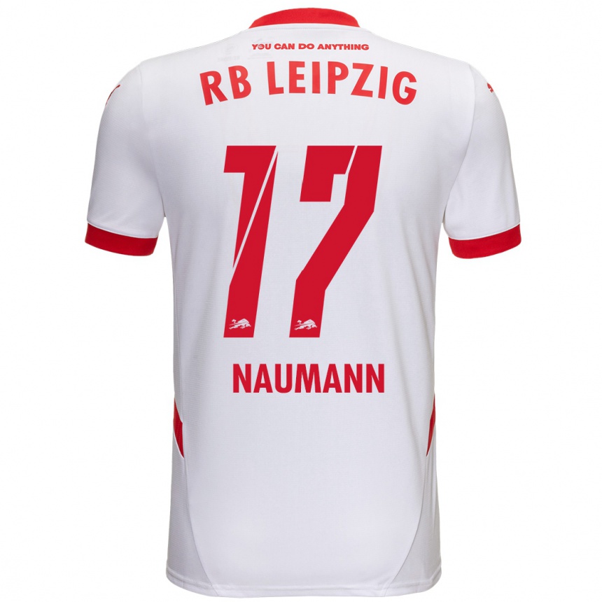 Kids Football Carlos Naumann #17 White Red Home Jersey 2024/25 T-Shirt Uk