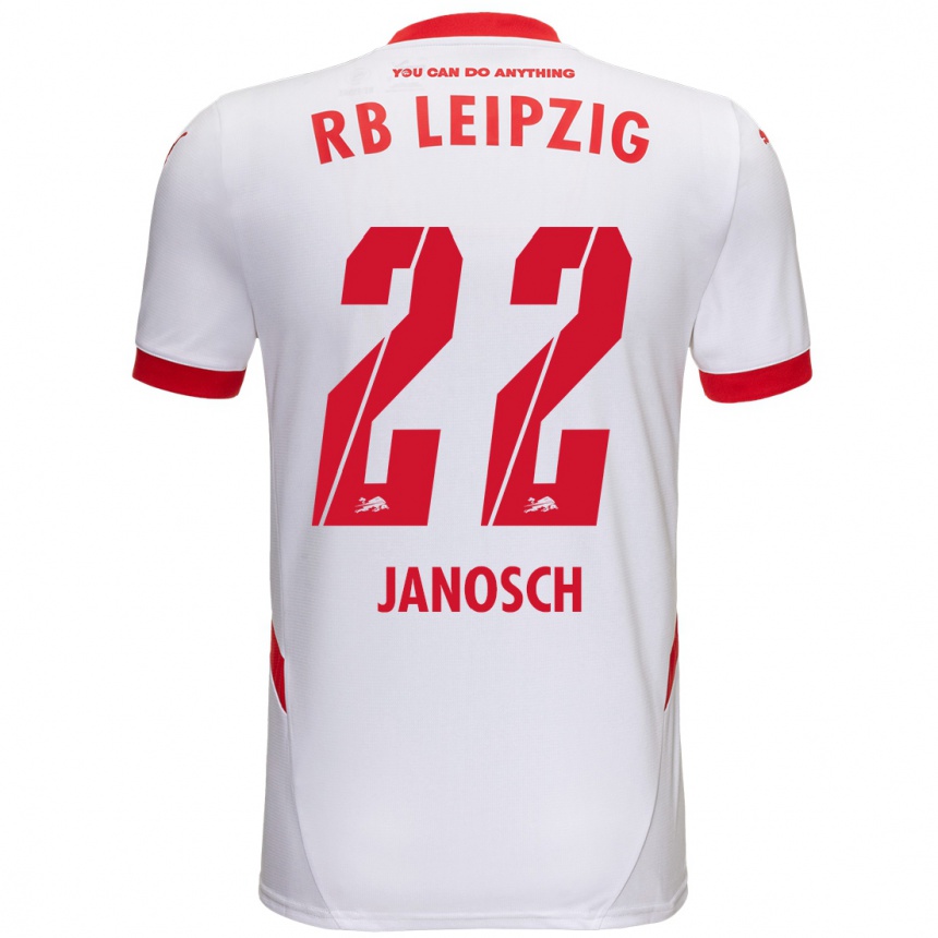 Kids Football Luca Janosch #22 White Red Home Jersey 2024/25 T-Shirt Uk