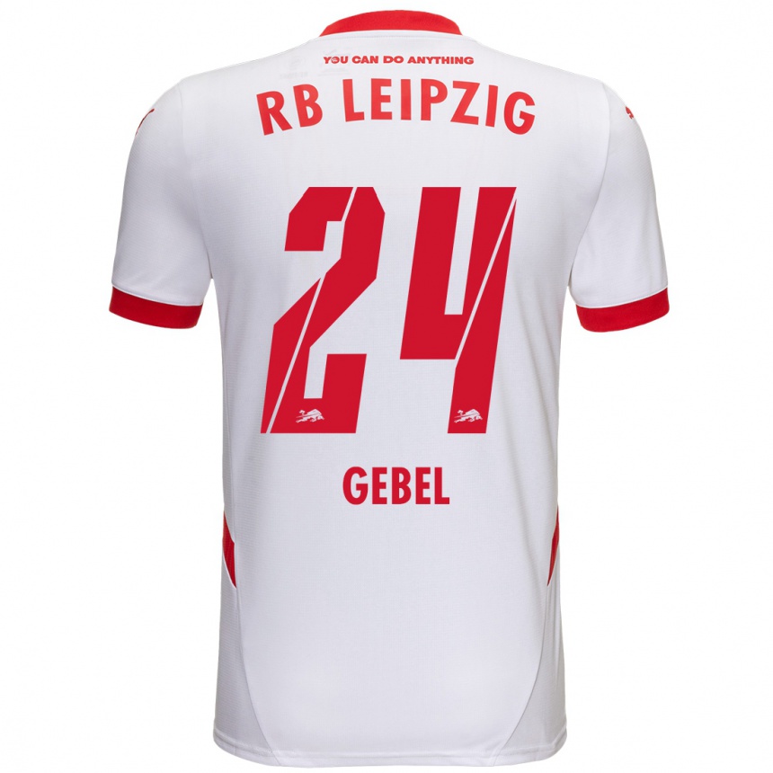 Kids Football Viggo Gebel #24 White Red Home Jersey 2024/25 T-Shirt Uk