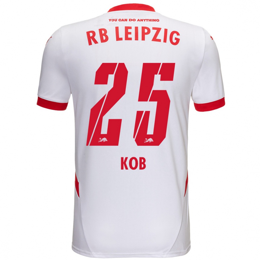 Kids Football Leon Koß #25 White Red Home Jersey 2024/25 T-Shirt Uk