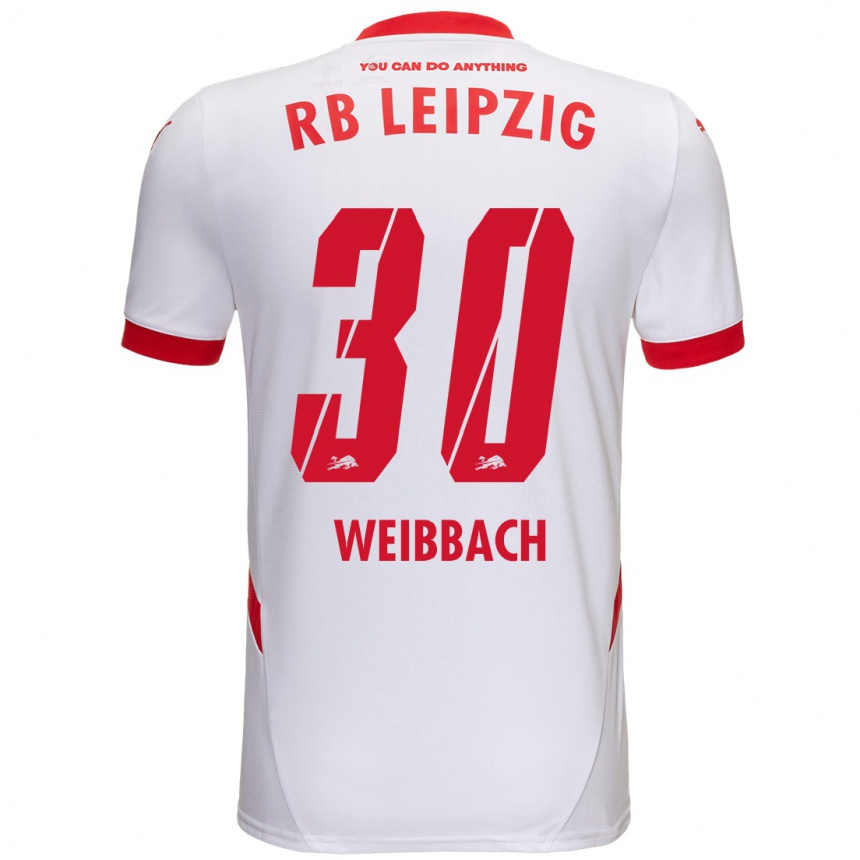 Kids Football Noah Weißbach #30 White Red Home Jersey 2024/25 T-Shirt Uk