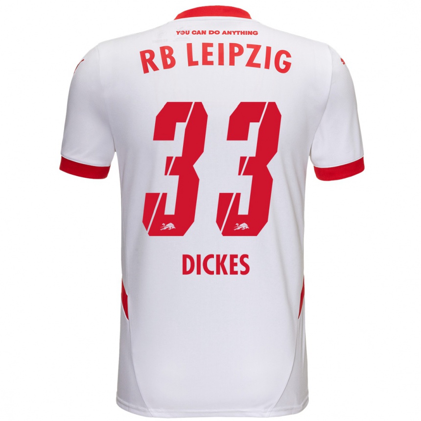 Kids Football Fernando Dickes #33 White Red Home Jersey 2024/25 T-Shirt Uk