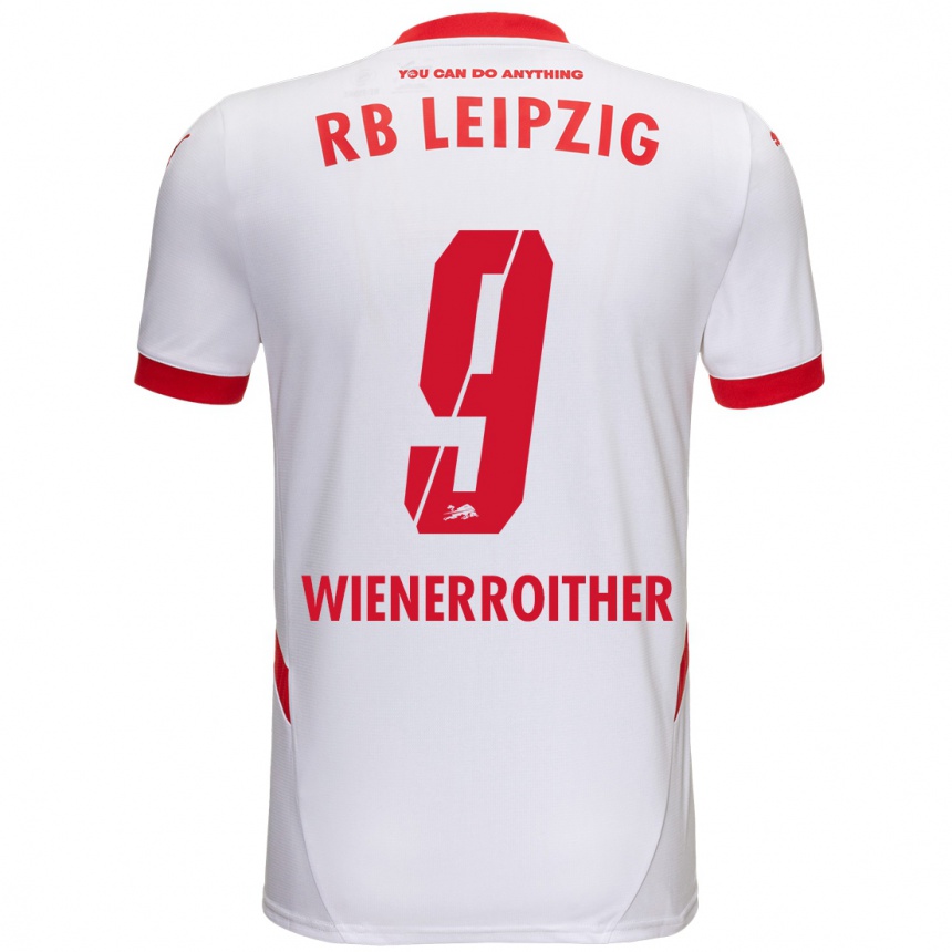 Kids Football Katja Wienerroither #9 White Red Home Jersey 2024/25 T-Shirt Uk