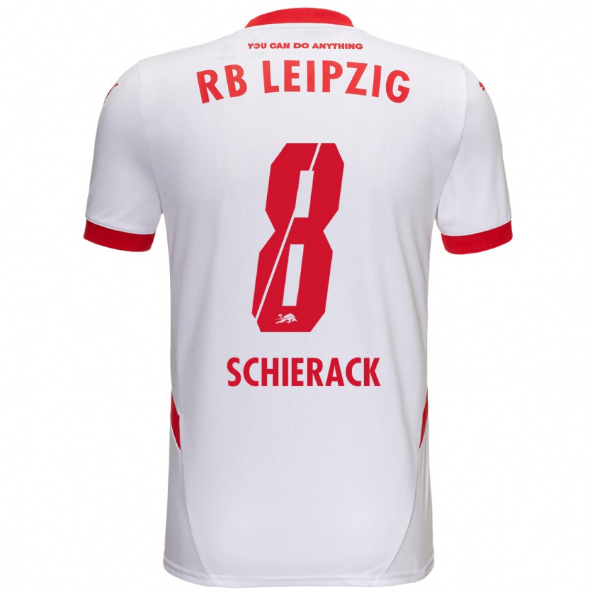 Kids Football Simon Schierack #8 White Red Home Jersey 2024/25 T-Shirt Uk