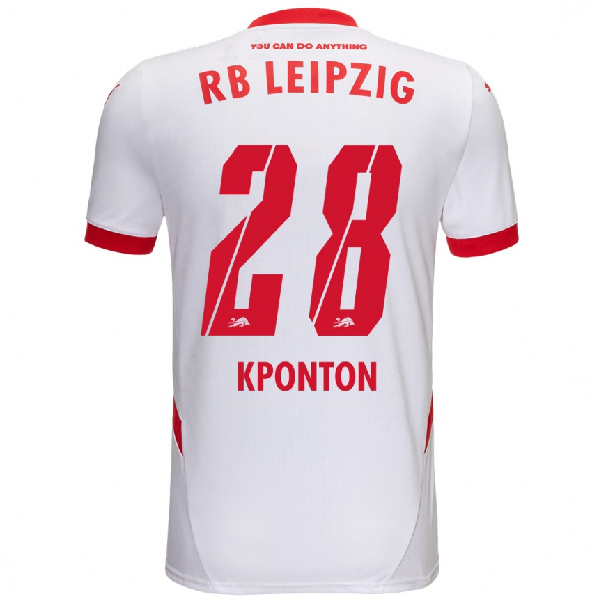 Kids Football Marwan Kponton #28 White Red Home Jersey 2024/25 T-Shirt Uk