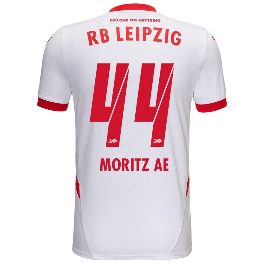 Kids Football Moritz Aé #44 White Red Home Jersey 2024/25 T-Shirt Uk