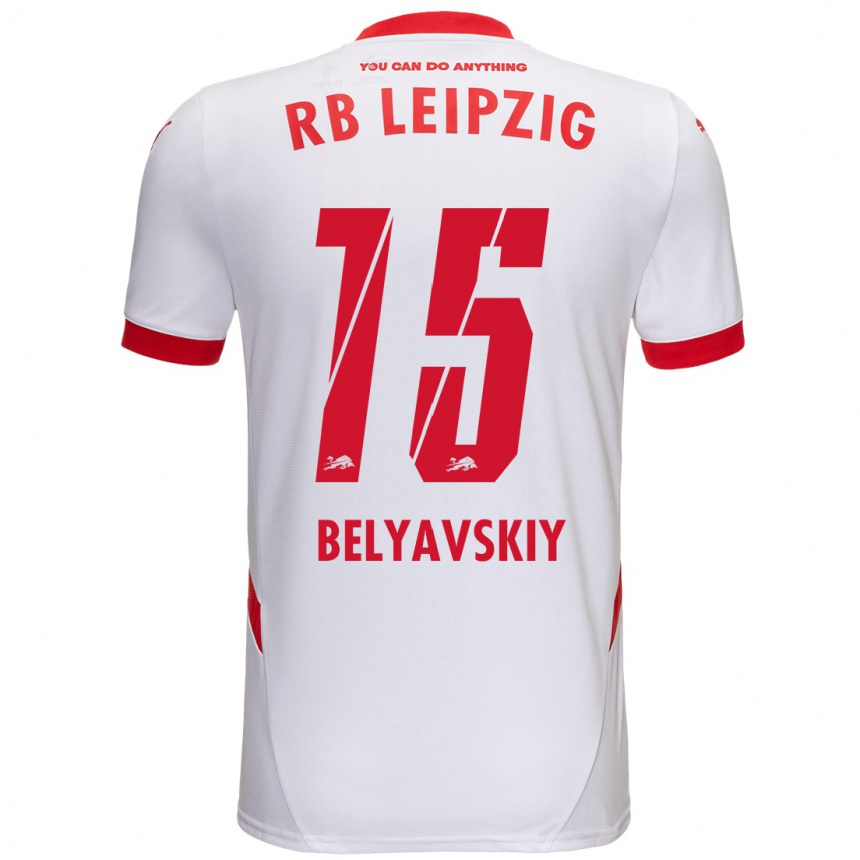 Kids Football David Belyavskiy #15 White Red Home Jersey 2024/25 T-Shirt Uk