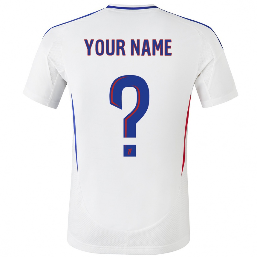 Kids Football Your Name #0 White Blue Home Jersey 2024/25 T-Shirt Uk