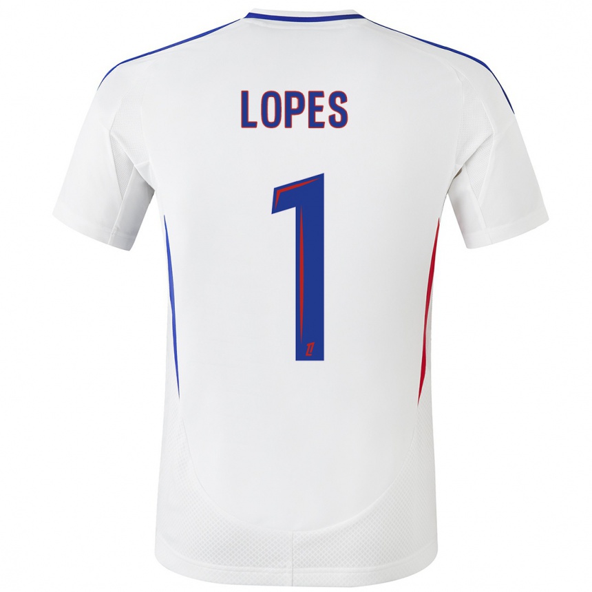 Kids Football Anthony Lopes #1 White Blue Home Jersey 2024/25 T-Shirt Uk