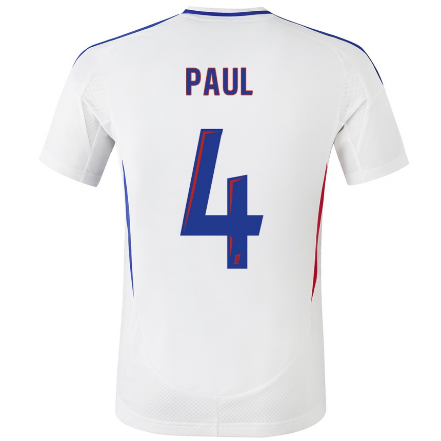 Kids Football Paul Akouokou #4 White Blue Home Jersey 2024/25 T-Shirt Uk