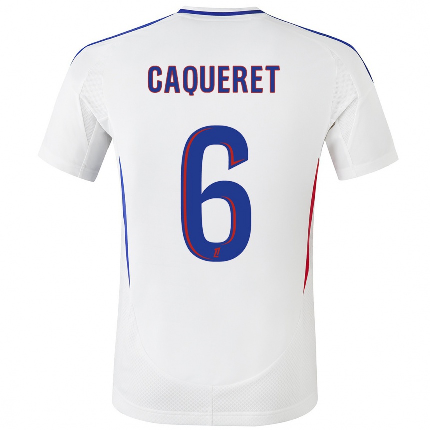 Kids Football Maxence Caqueret #6 White Blue Home Jersey 2024/25 T-Shirt Uk