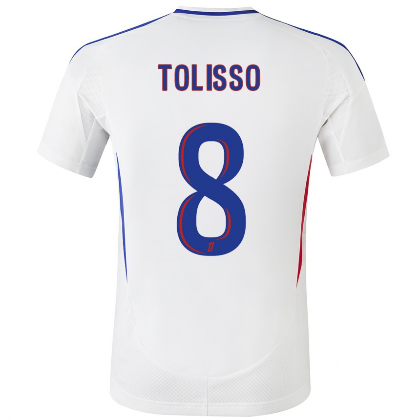 Kids Football Corentin Tolisso #8 White Blue Home Jersey 2024/25 T-Shirt Uk