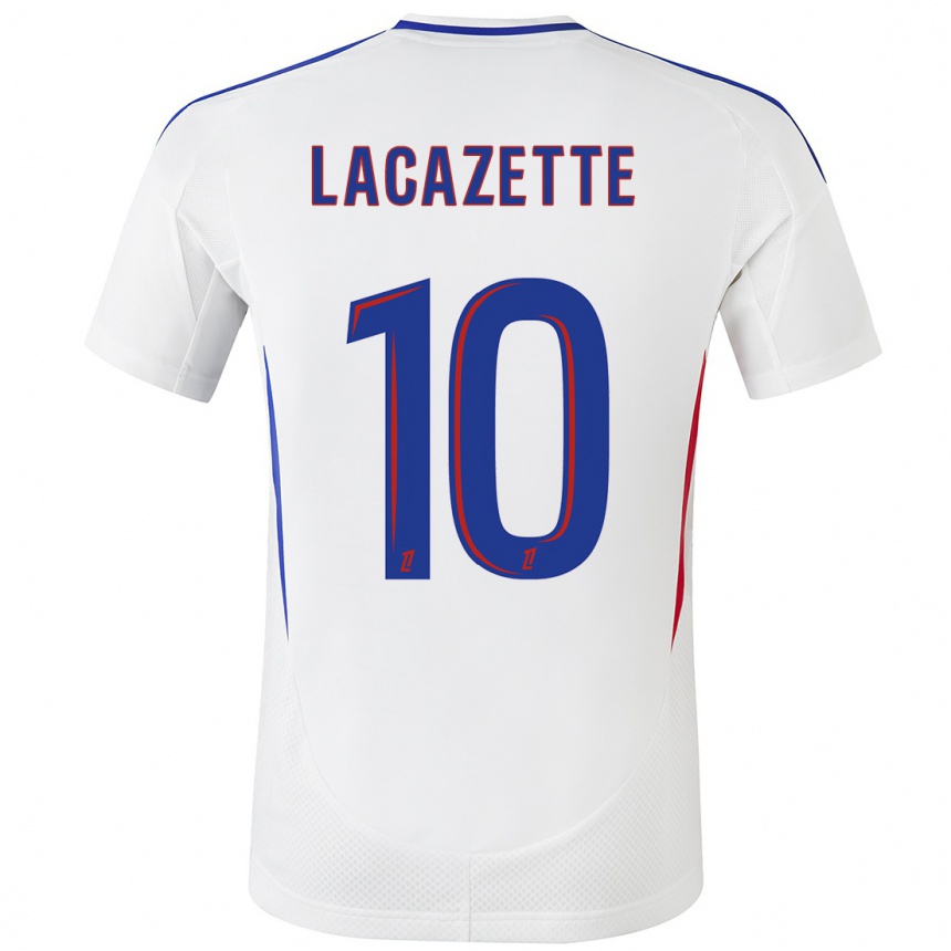 Kids Football Alexandre Lacazette #10 White Blue Home Jersey 2024/25 T-Shirt Uk