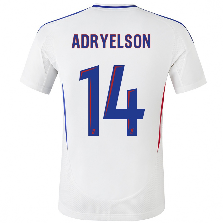 Kids Football Adryelson #14 White Blue Home Jersey 2024/25 T-Shirt Uk