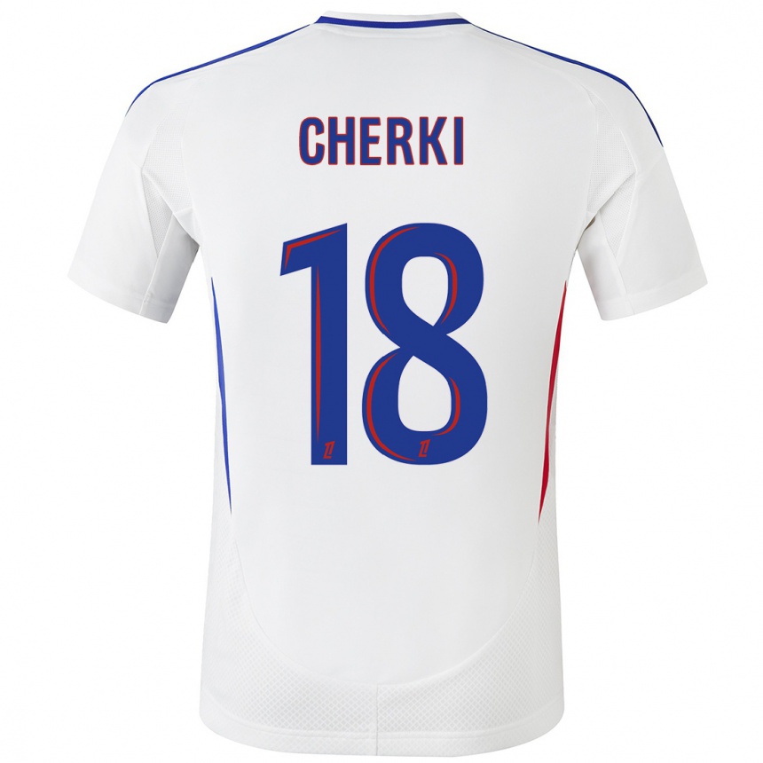 Kids Football Rayan Cherki #18 White Blue Home Jersey 2024/25 T-Shirt Uk