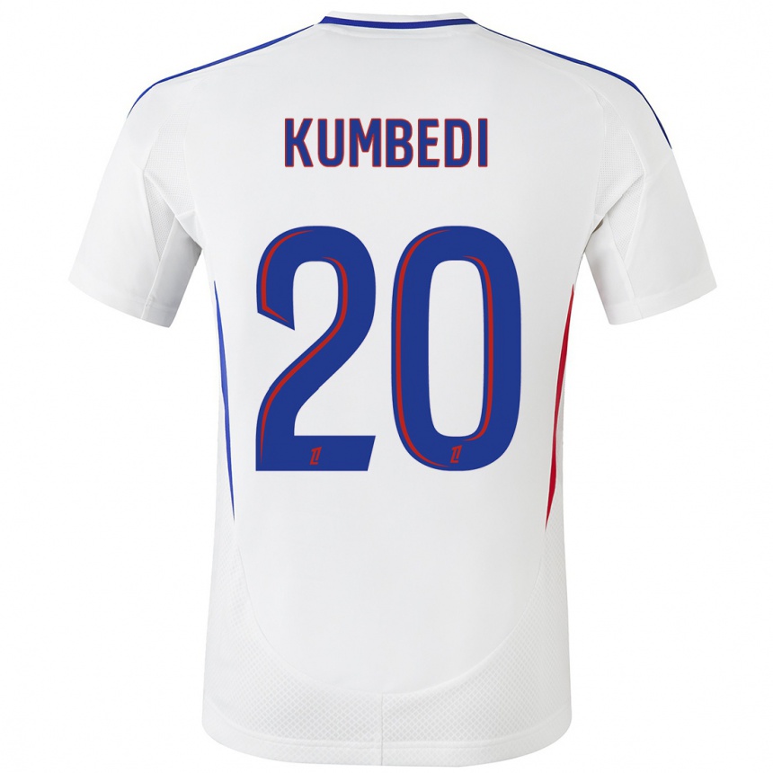 Kids Football Saël Kumbedi #20 White Blue Home Jersey 2024/25 T-Shirt Uk