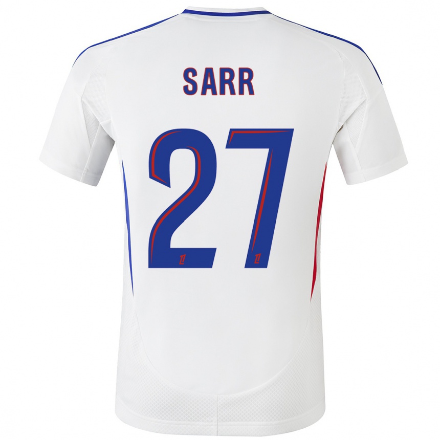 Kids Football Amin Sarr #27 White Blue Home Jersey 2024/25 T-Shirt Uk