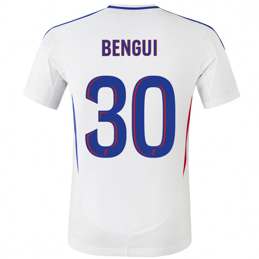 Kids Football Justin Bengui Joao #30 White Blue Home Jersey 2024/25 T-Shirt Uk