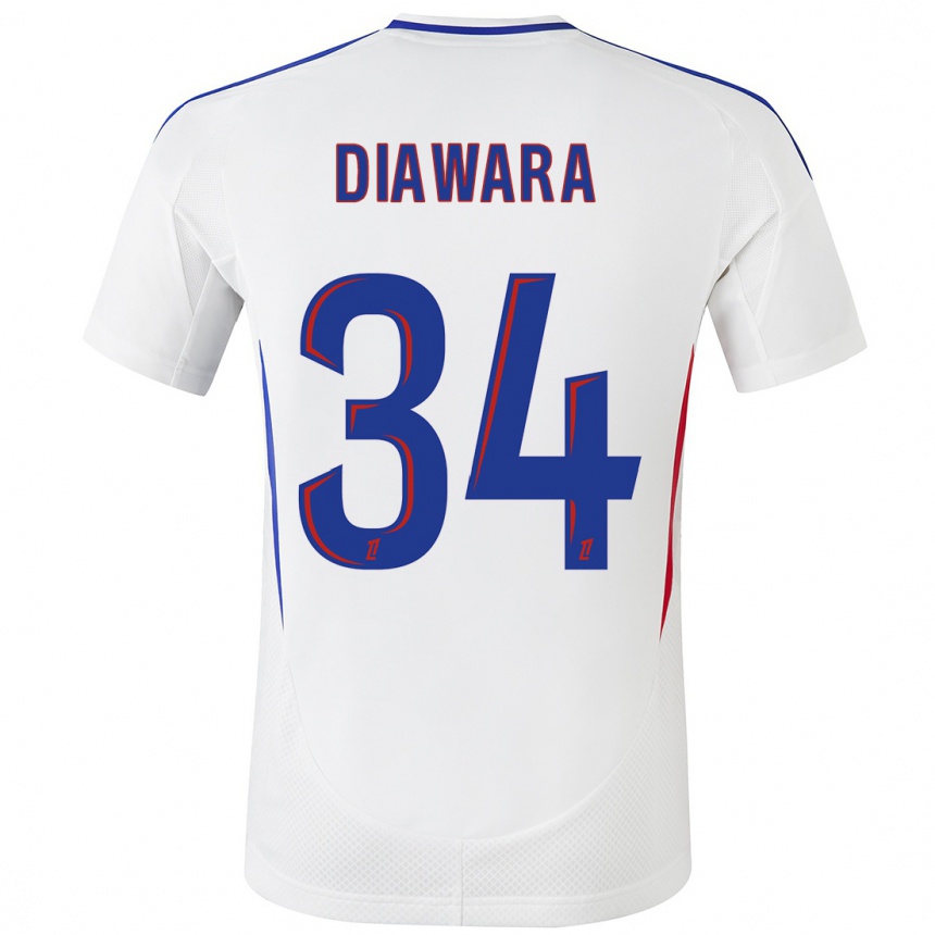 Kids Football Mahamadou Diawara #34 White Blue Home Jersey 2024/25 T-Shirt Uk