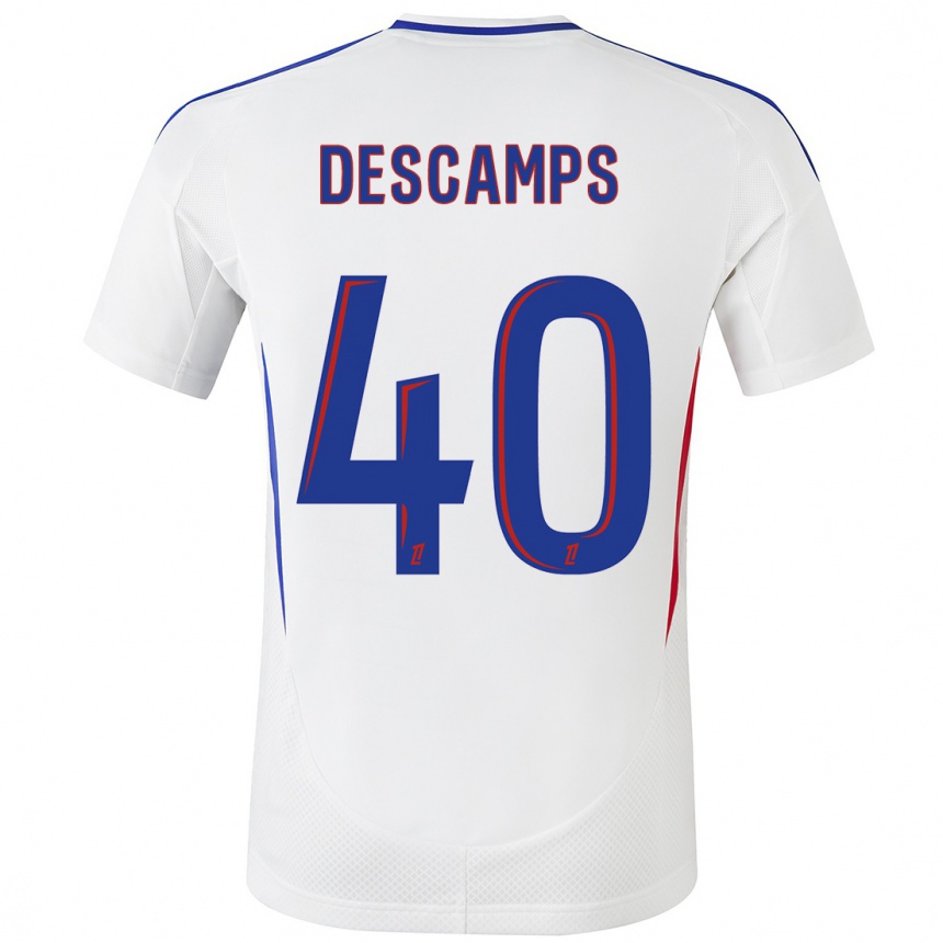 Kids Football Rémy Descamps #40 White Blue Home Jersey 2024/25 T-Shirt Uk