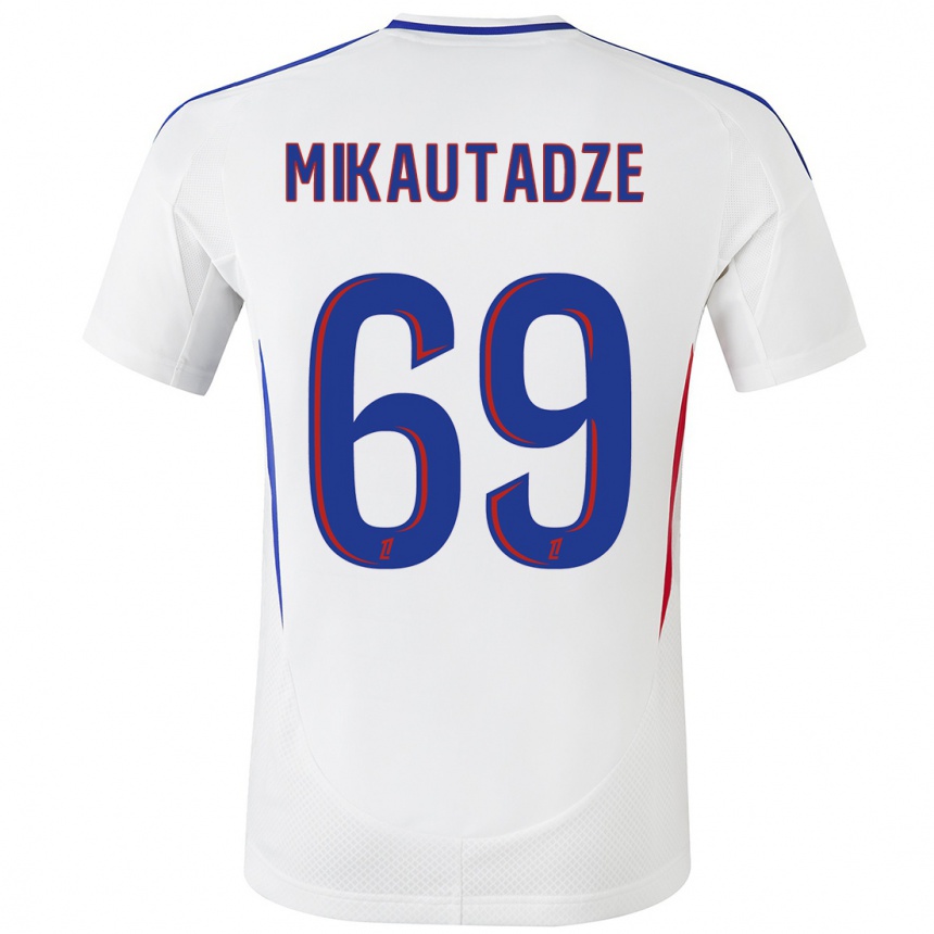 Kids Football Georges Mikautadze #69 White Blue Home Jersey 2024/25 T-Shirt Uk