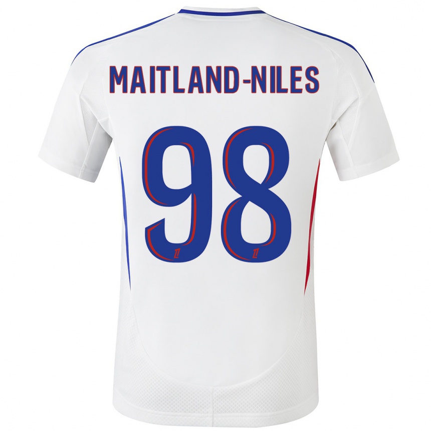 Kids Football Ainsley Maitland-Niles #98 White Blue Home Jersey 2024/25 T-Shirt Uk