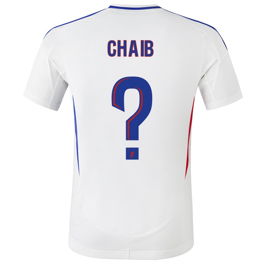 Kids Football Yacine Chaib #0 White Blue Home Jersey 2024/25 T-Shirt Uk