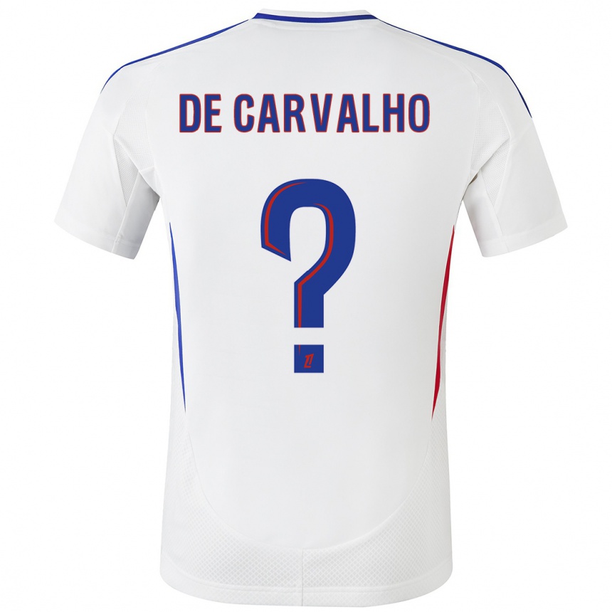 Kids Football Mathys De Carvalho #0 White Blue Home Jersey 2024/25 T-Shirt Uk