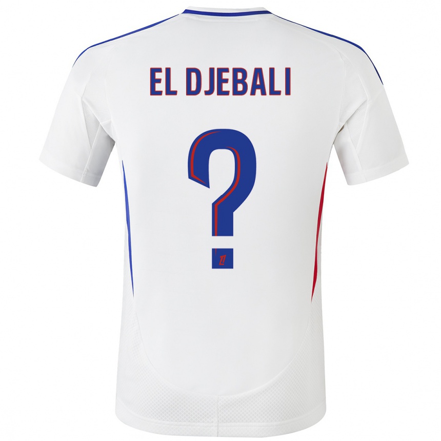 Kids Football Chaim El Djebali #0 White Blue Home Jersey 2024/25 T-Shirt Uk