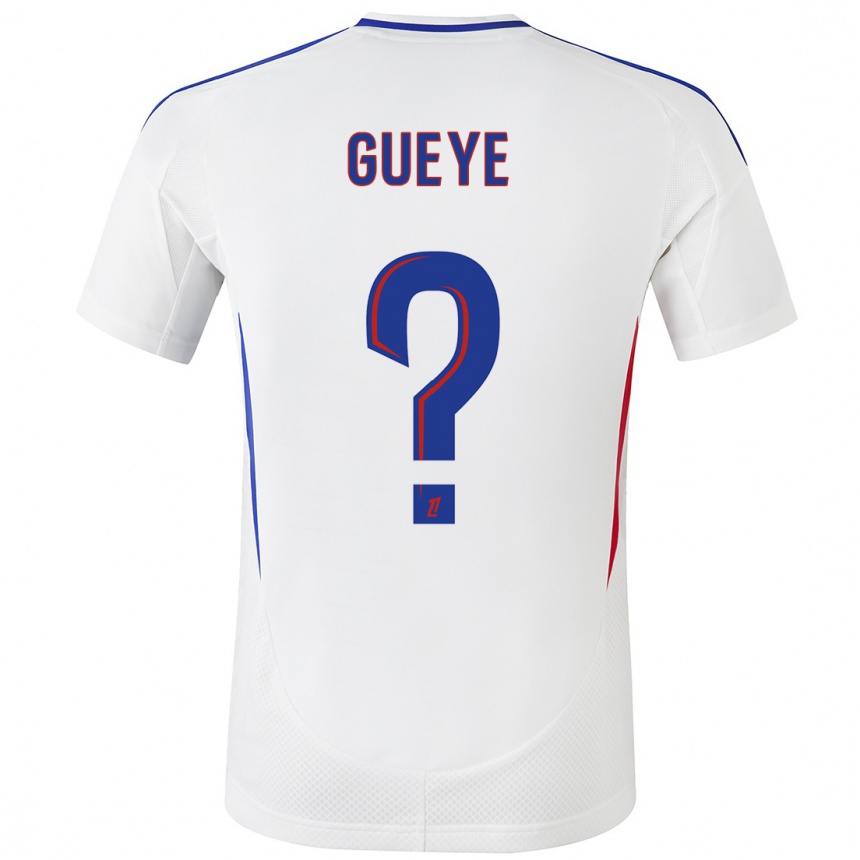 Kids Football Thiema Gueye #0 White Blue Home Jersey 2024/25 T-Shirt Uk