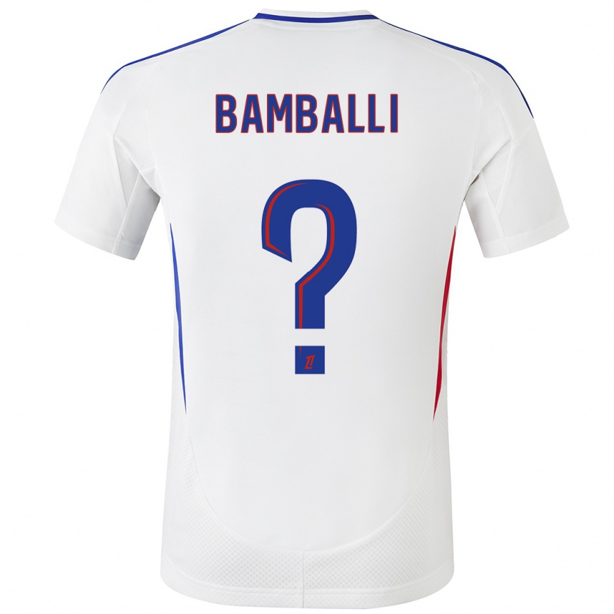 Kids Football Léo Bamballi #0 White Blue Home Jersey 2024/25 T-Shirt Uk