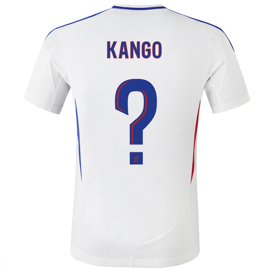 Kids Football Steeve Kango #0 White Blue Home Jersey 2024/25 T-Shirt Uk