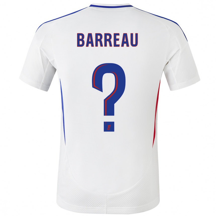 Kids Football Axel Barreau #0 White Blue Home Jersey 2024/25 T-Shirt Uk