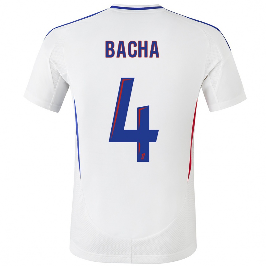 Kids Football Selma Bacha #4 White Blue Home Jersey 2024/25 T-Shirt Uk