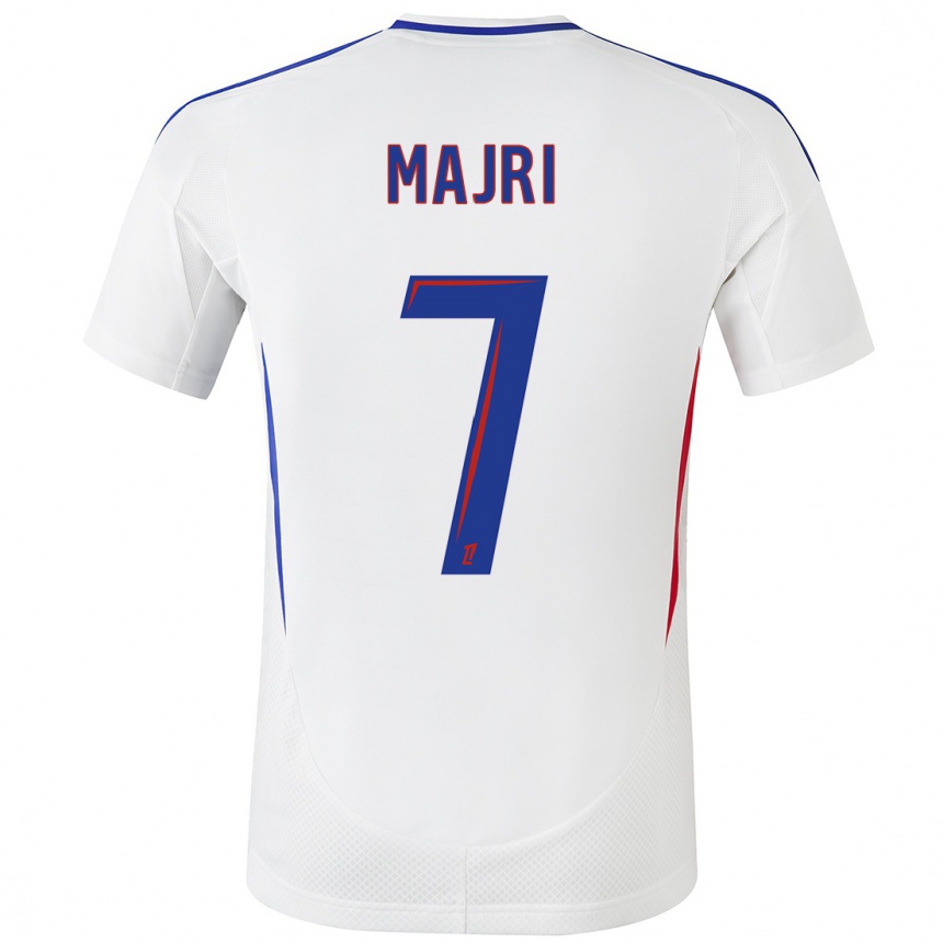 Kids Football Amel Majri #7 White Blue Home Jersey 2024/25 T-Shirt Uk