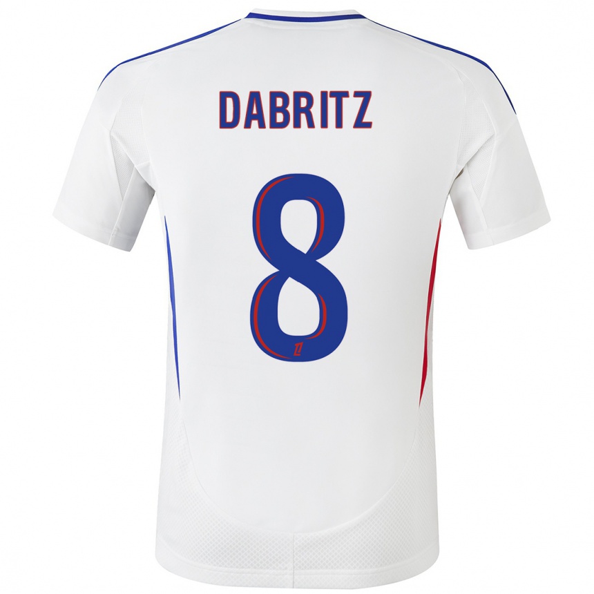 Kids Football Sara Däbritz #8 White Blue Home Jersey 2024/25 T-Shirt Uk