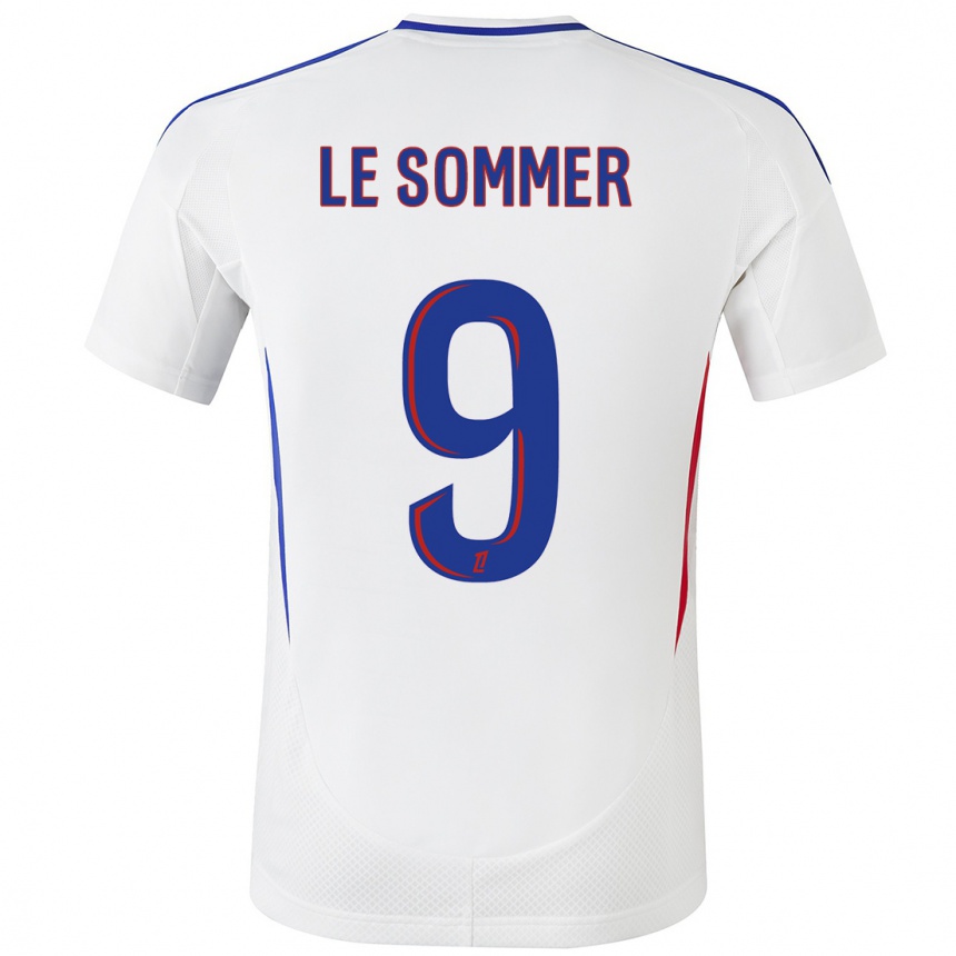 Kids Football Eugenie Le Sommer #9 White Blue Home Jersey 2024/25 T-Shirt Uk