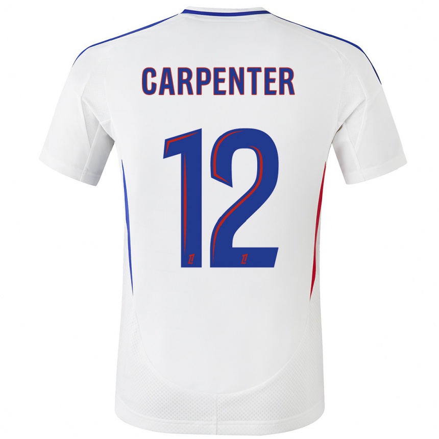 Kids Football Ellie Carpenter #12 White Blue Home Jersey 2024/25 T-Shirt Uk